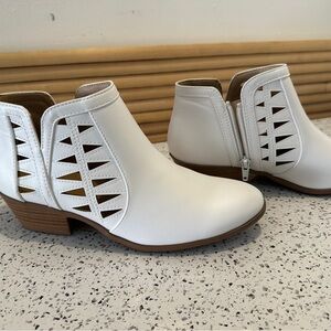 Soda White Ankle Booties with Cutout Design
